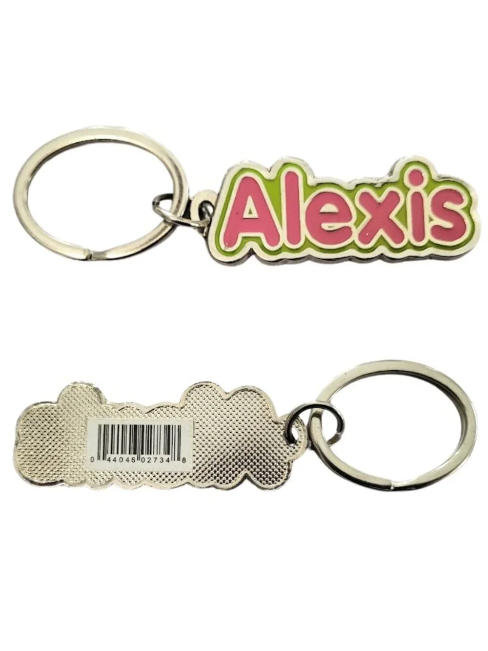 SWIBCO NW0T Pink & Green Galaxy Keychain Silver Metal Personalized Name - ALEXIS